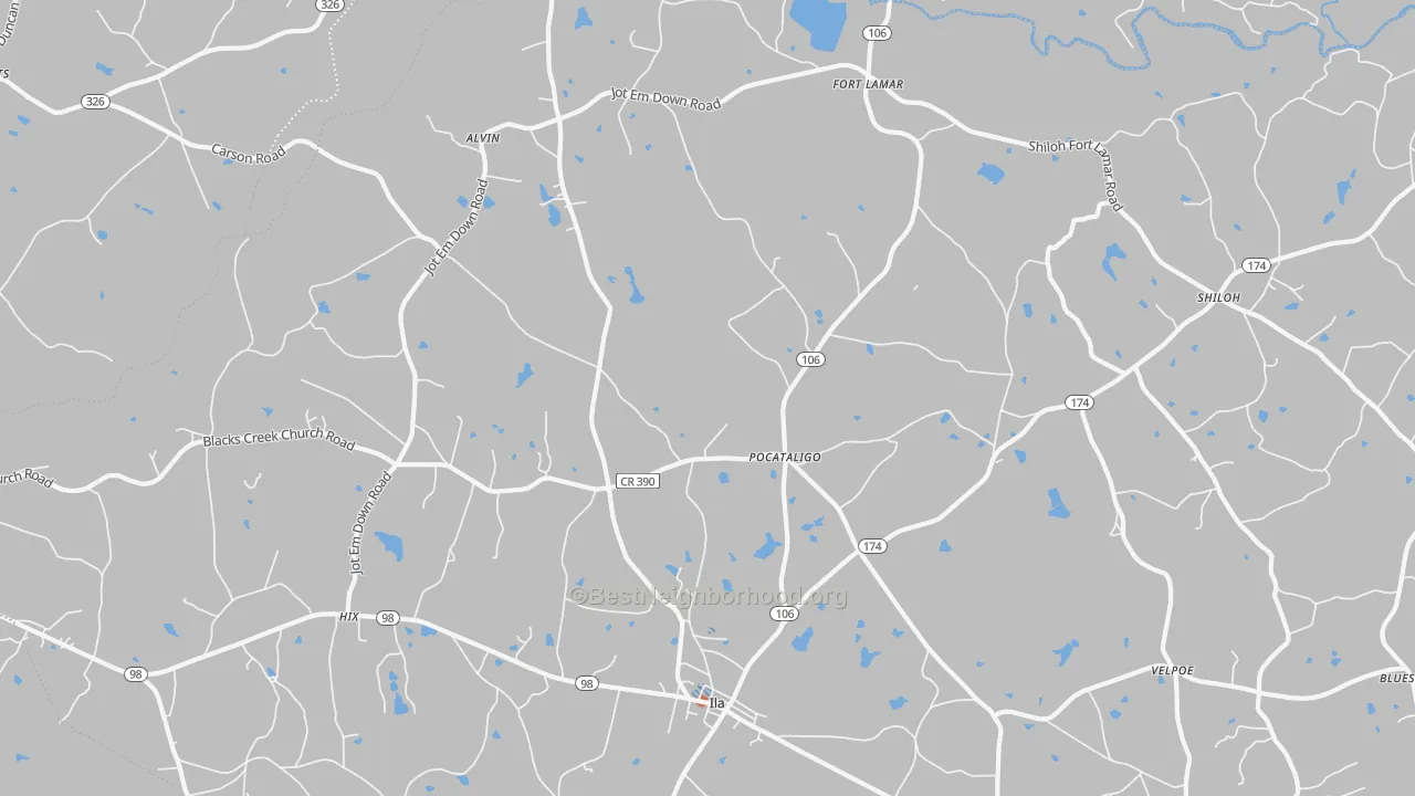 Bike Grade map of Pocataligo, GA