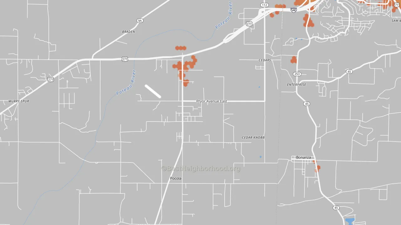 Bike Grade map of Pocola, OK