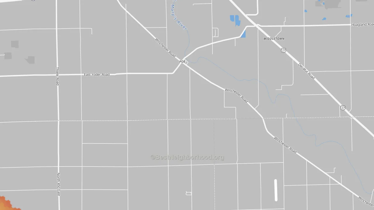 Bike Grade map of Poe, IN