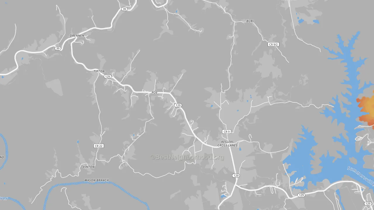 Bike Grade map of Poe, WV