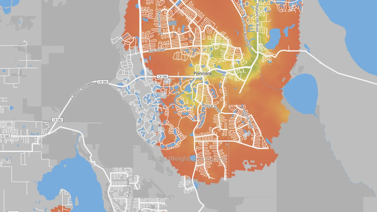Bike Grade map of Poinciana, FL
