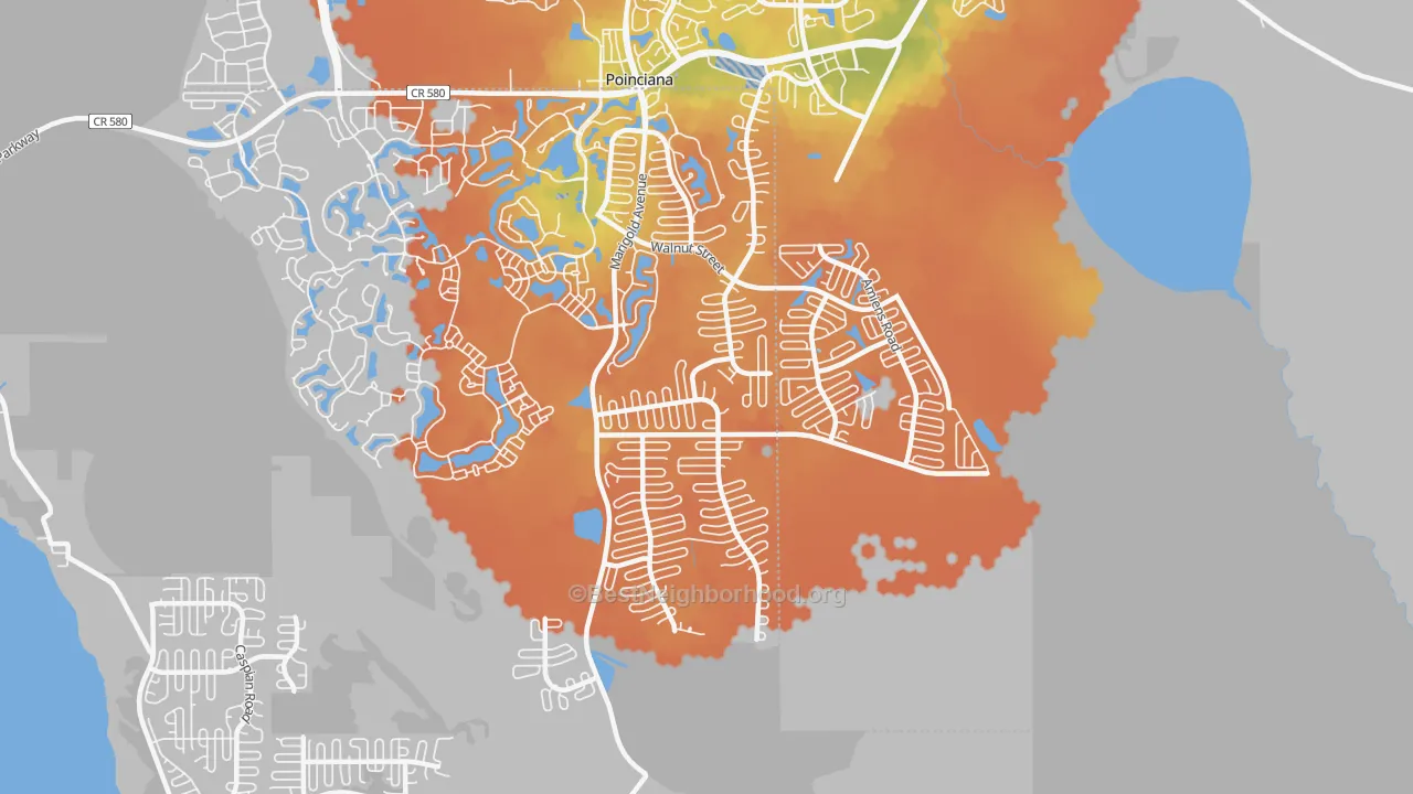 Bike Grade map of Poinciana-Village 3, Poinciana, FL