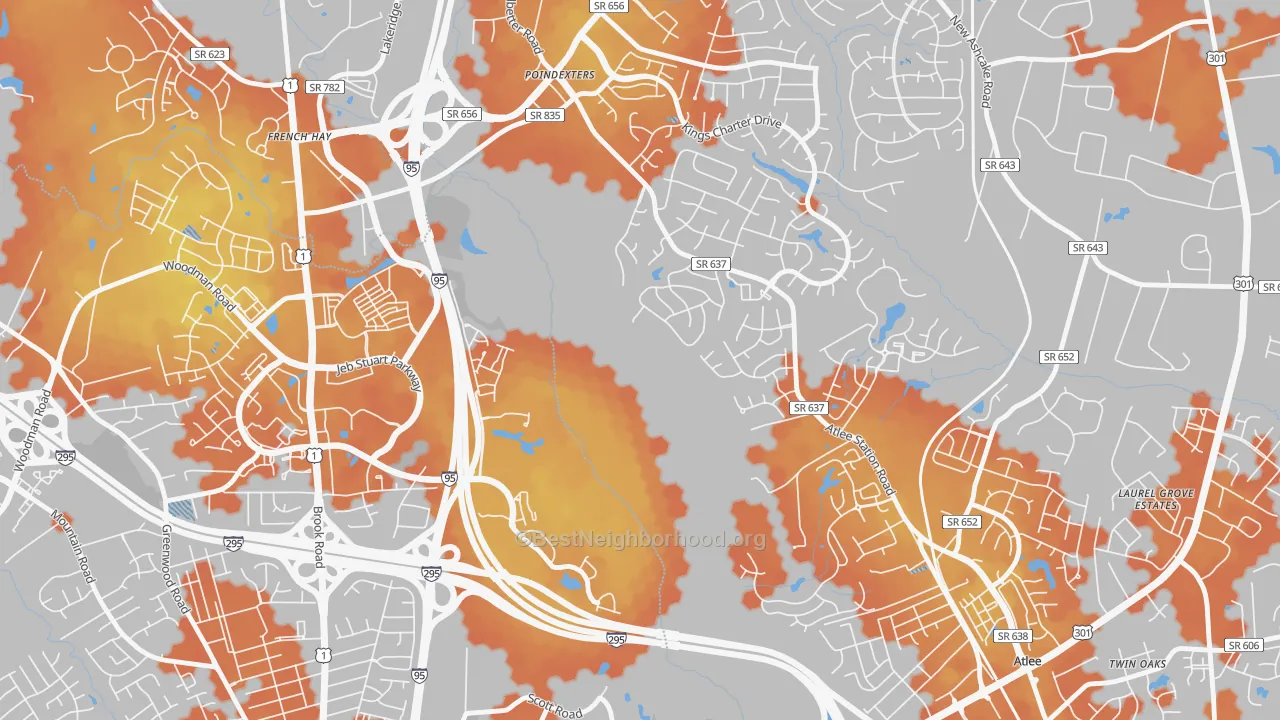 Bike Grade map of Poindexters, VA