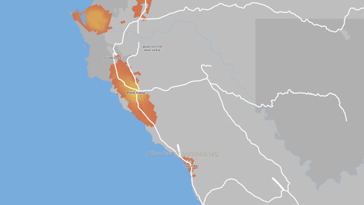 Bike Grade map of Point Arena, CA