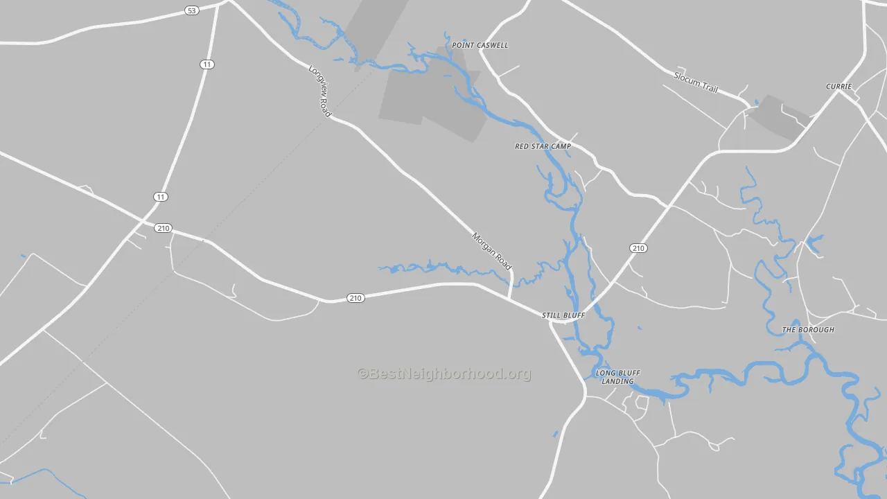 Bike Grade map of Point Caswell, NC