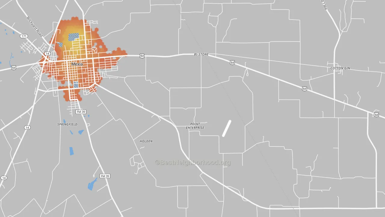 Bike Grade map of Point Enterprise, TX