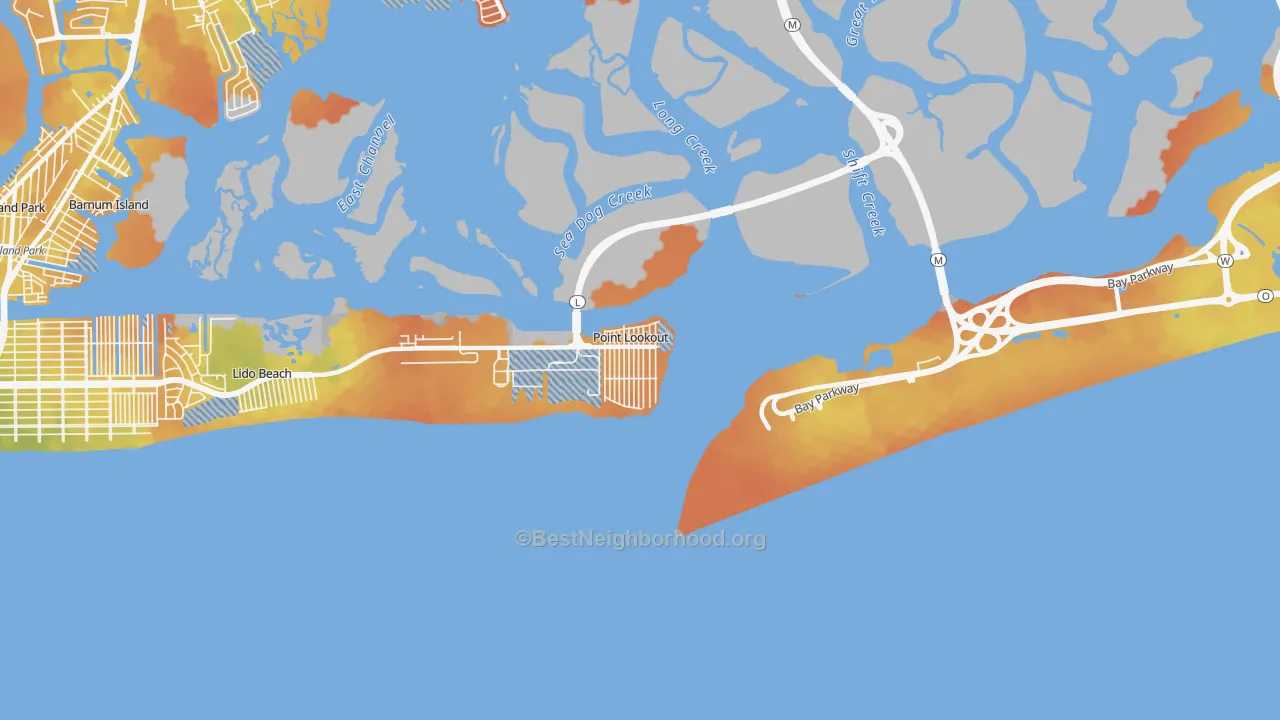 Bike Grade map of Point Lookout, NY