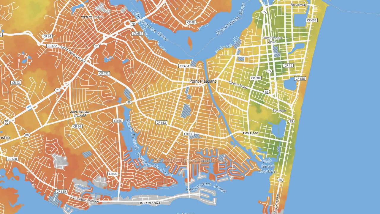 Bike Grade map of Point Pleasant, NJ