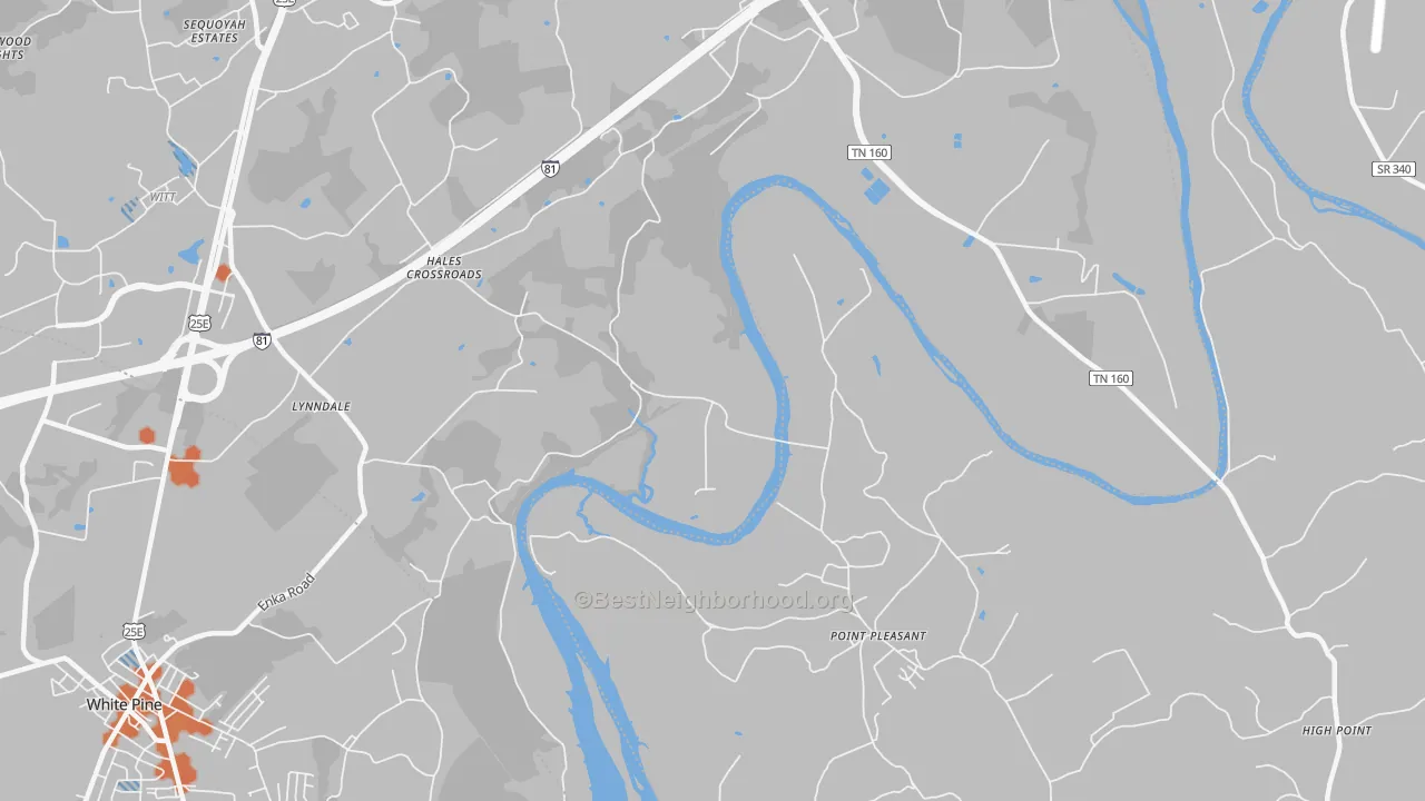 Bike Grade map of Point Pleasant, TN