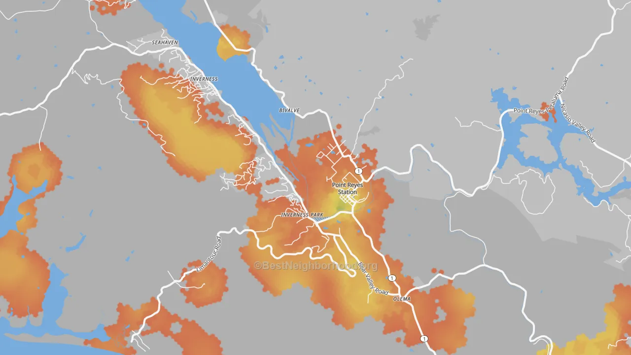 Bike Grade map of Point Reyes Station, CA