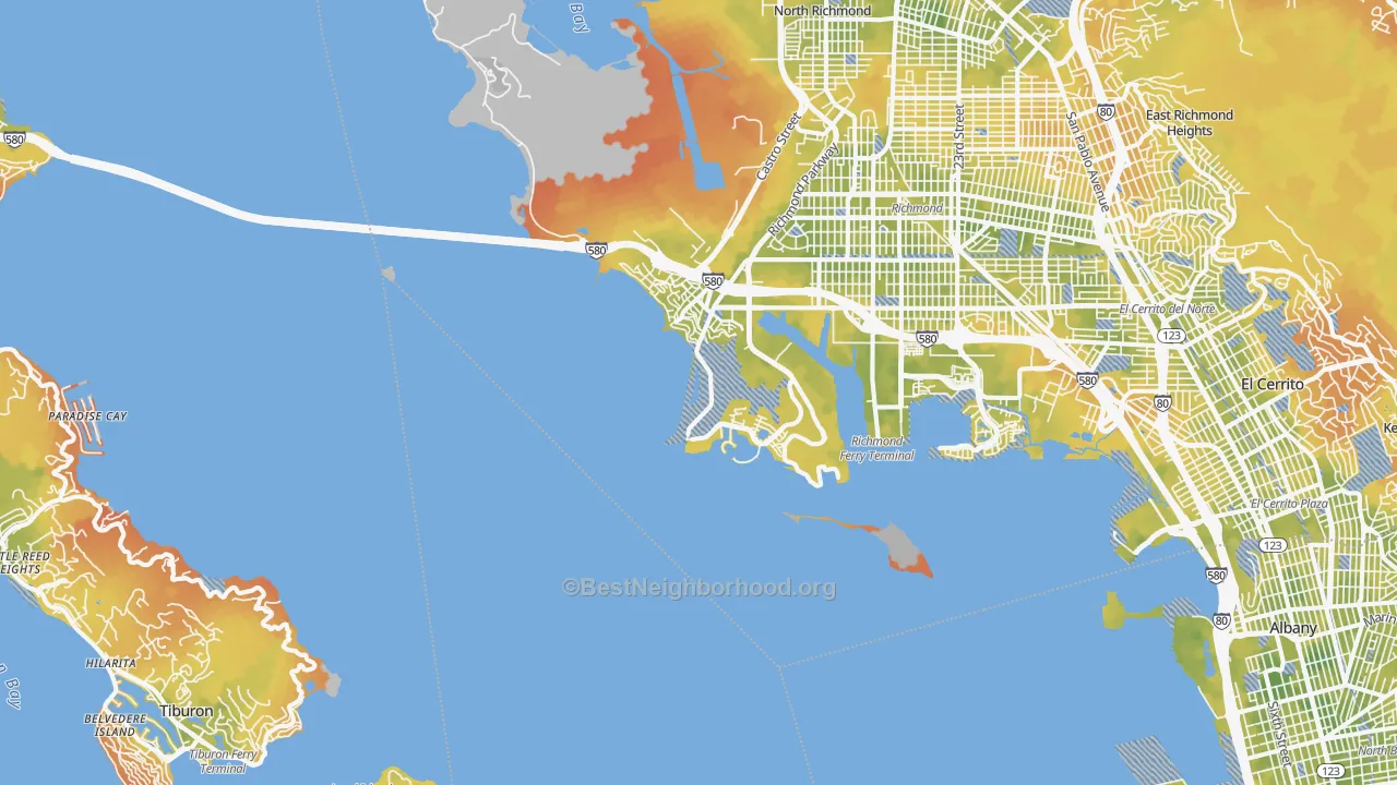 Bike Grade map of Point Richmond, Richmond, CA