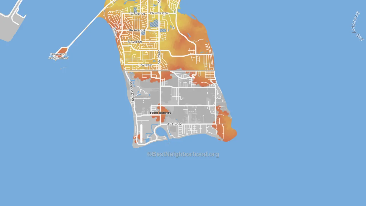 Bike Grade map of Point Roberts, WA