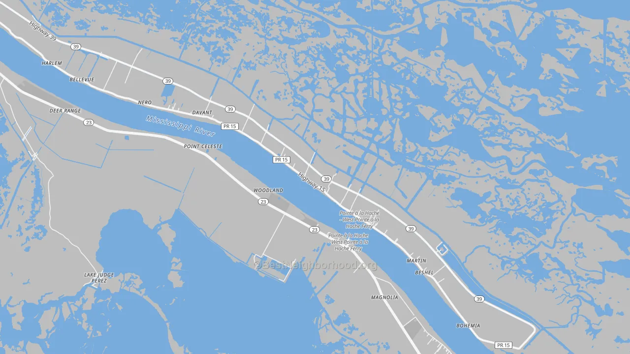 Bike Grade map of Pointe a la Hache, LA