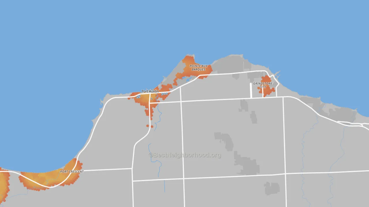 Bike Grade map of Pointe Aux Barques, MI