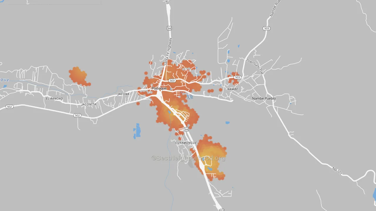 Bike Grade map of Pojoaque, NM