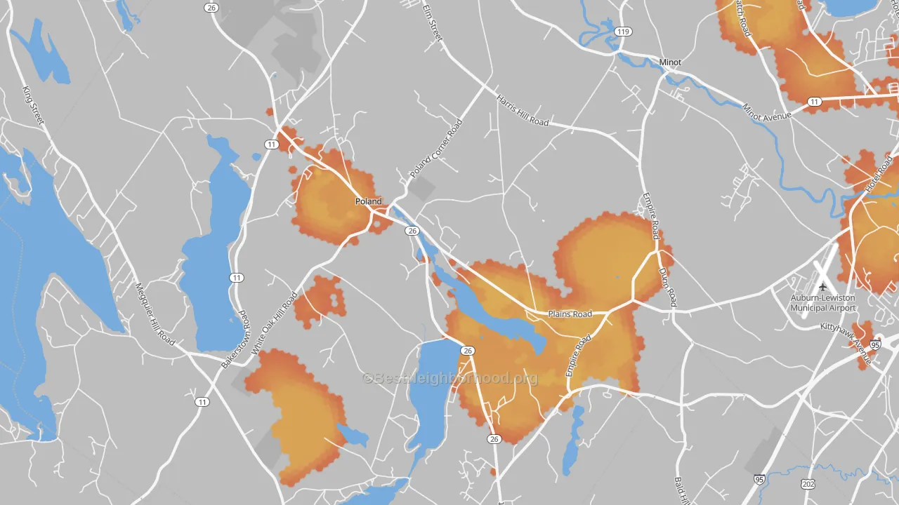 Bike Grade map of Poland, ME