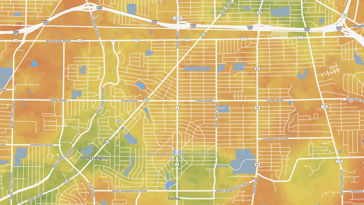 Bike Grade map of Polish Village, Parma, OH