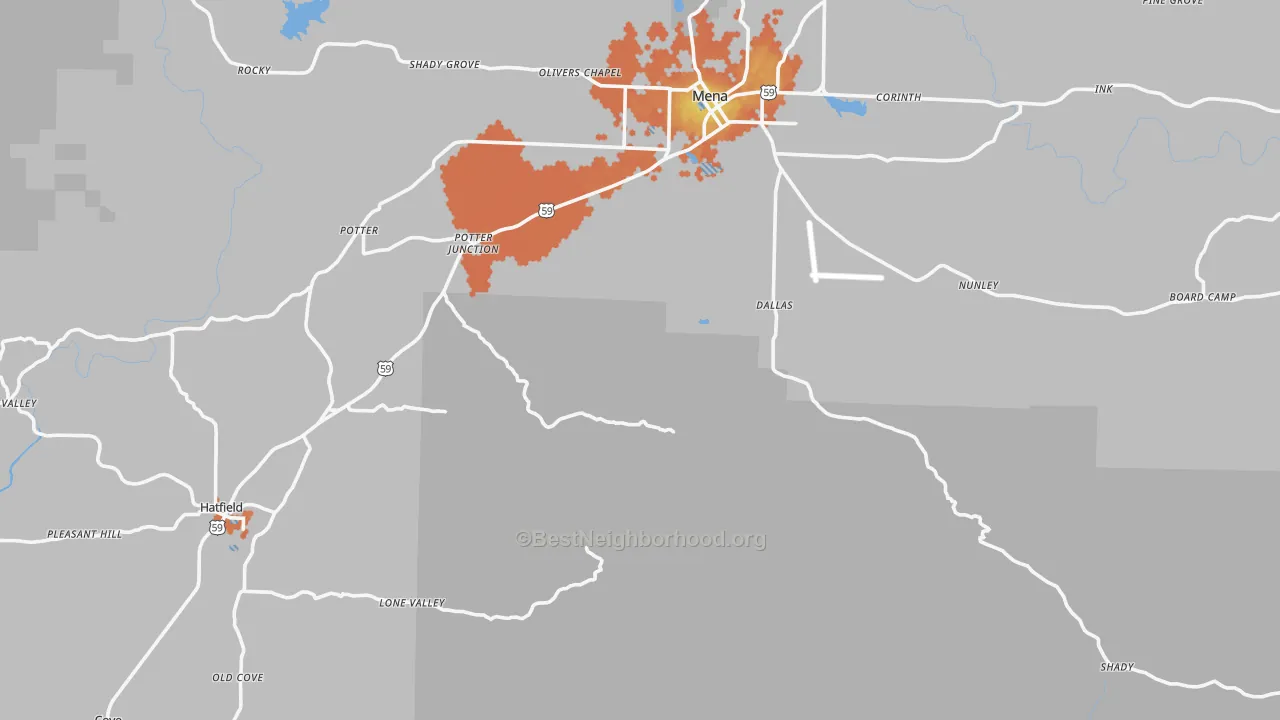 Bike Grade map of Polk County, AR