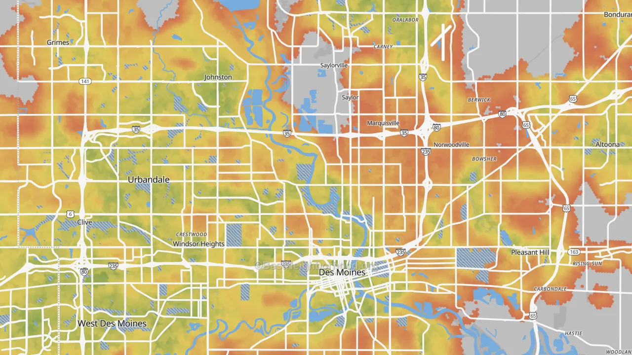 Bike Grade map of Polk County, IA