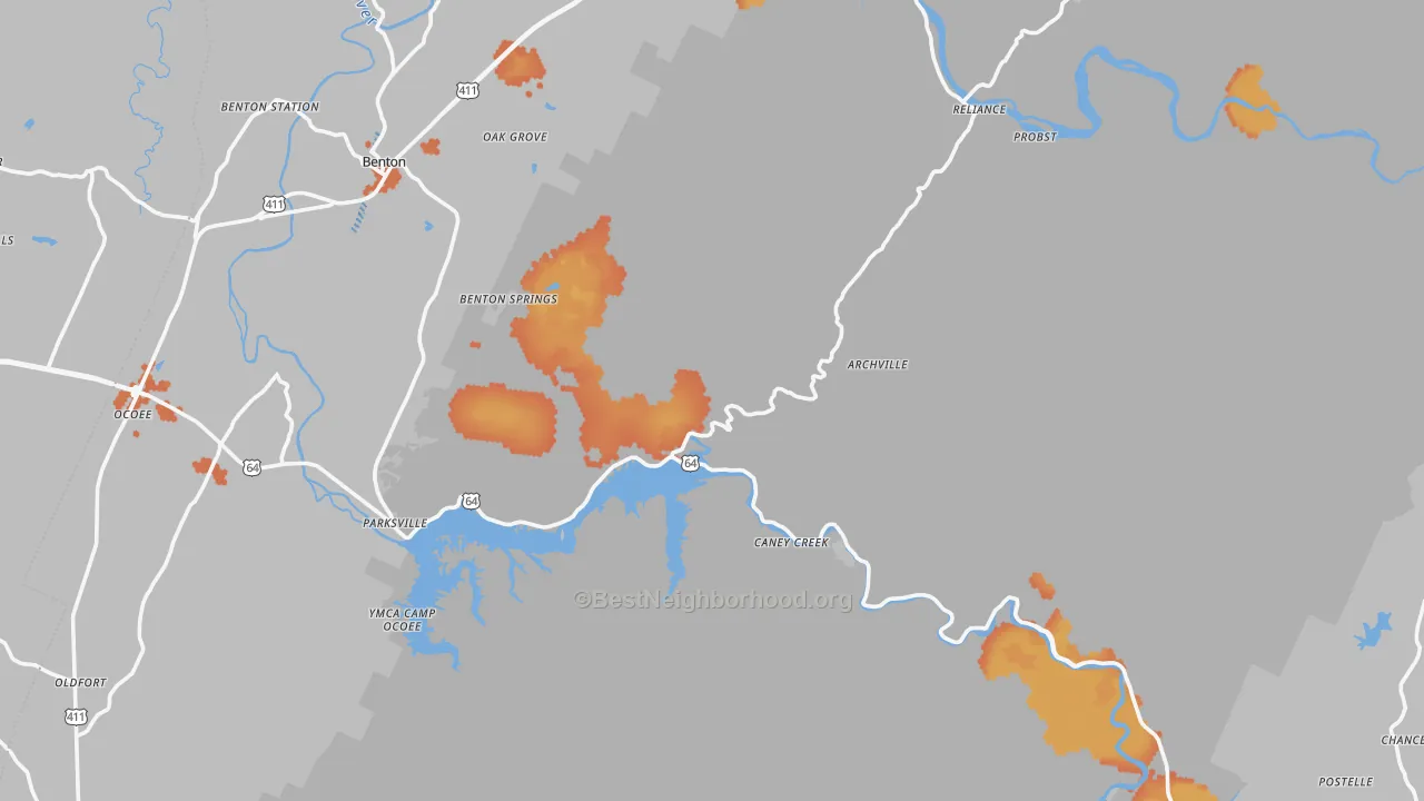 Bike Grade map of Polk County, TN