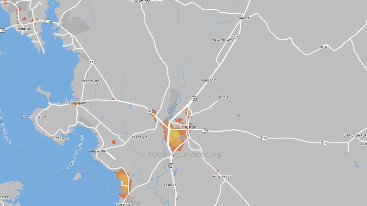Bike Grade map of Polk County, TX