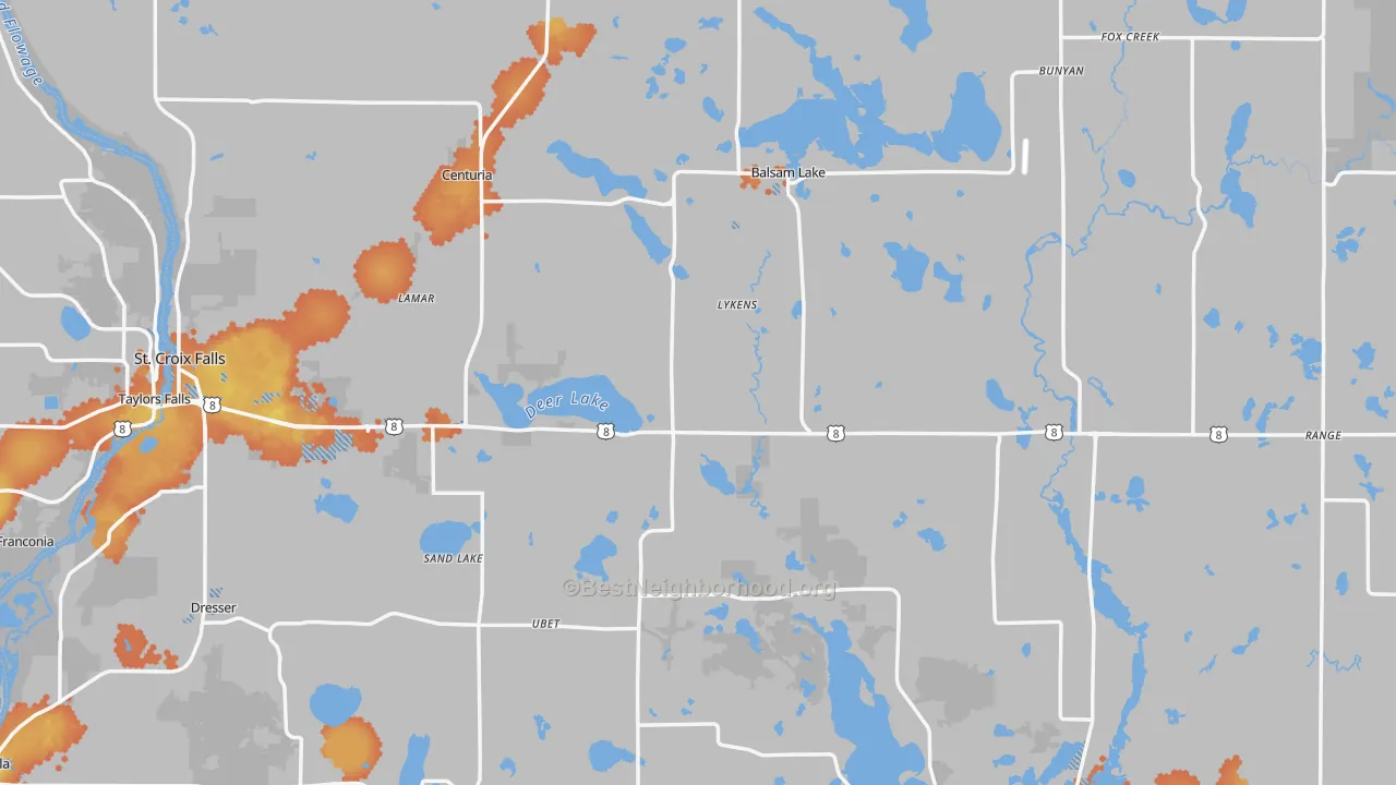 Bike Grade map of Polk County, WI