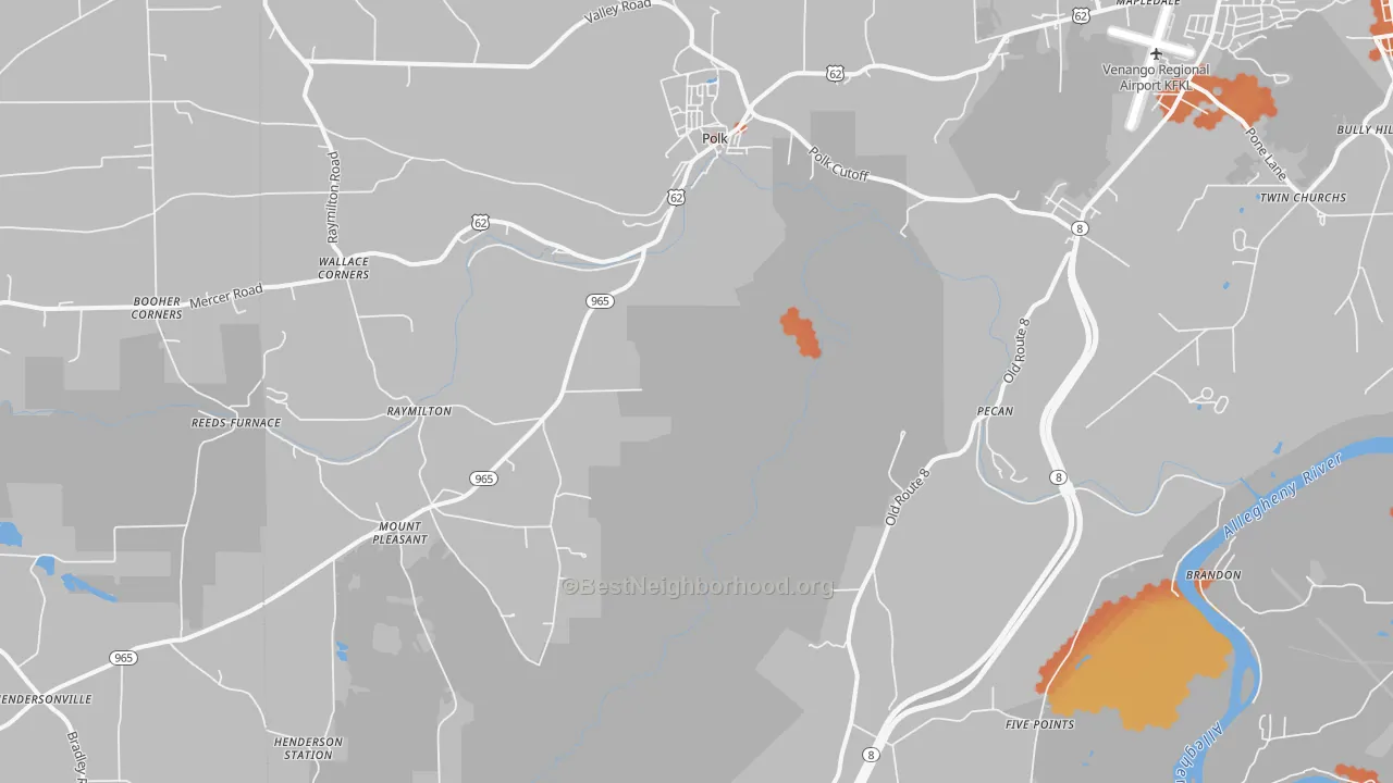 Bike Grade map of Polk, PA