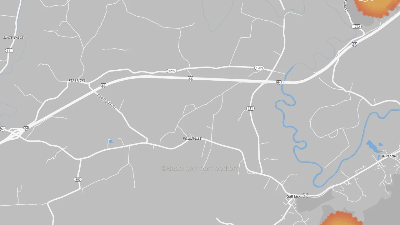 Bike Grade map of Polksville, KY
