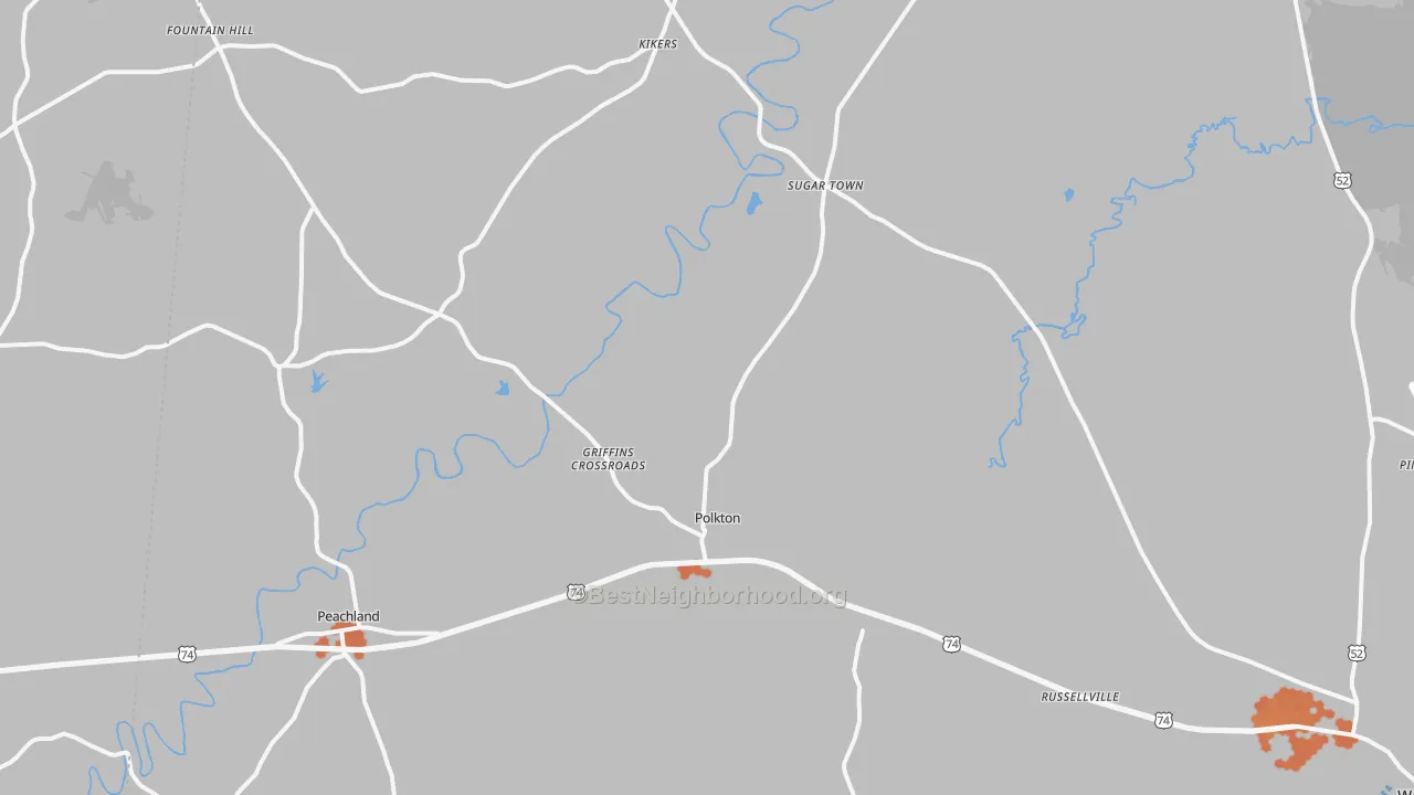 Bike Grade map of Polkton, NC