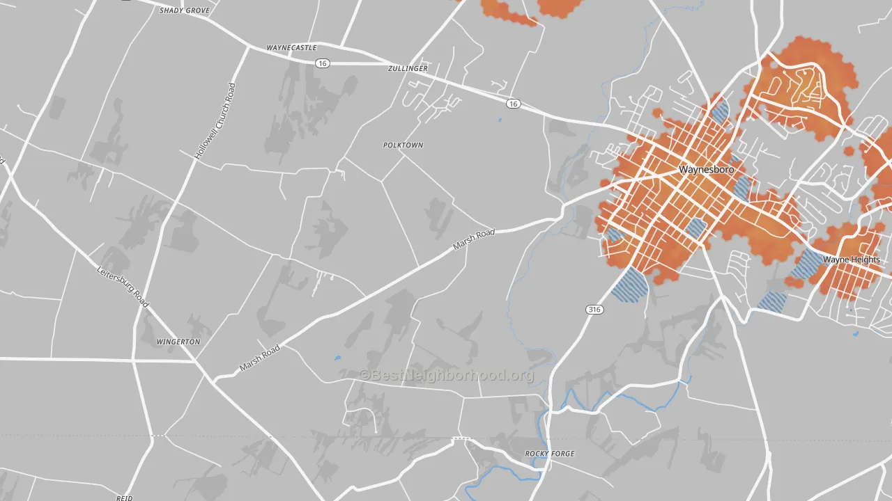 Bike Grade map of Polktown, PA