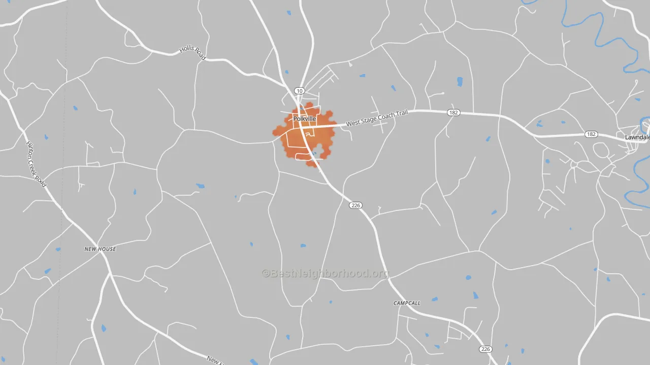 Bike Grade map of Polkville, NC