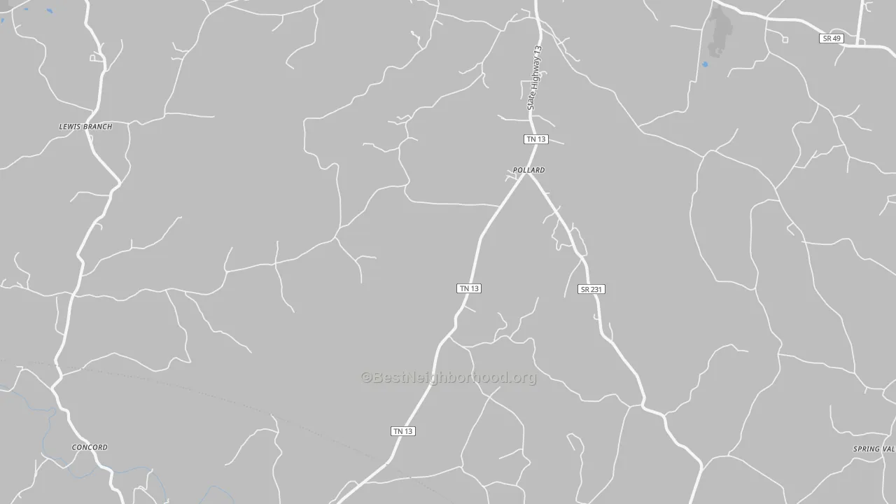 Bike Grade map of Pollard, TN