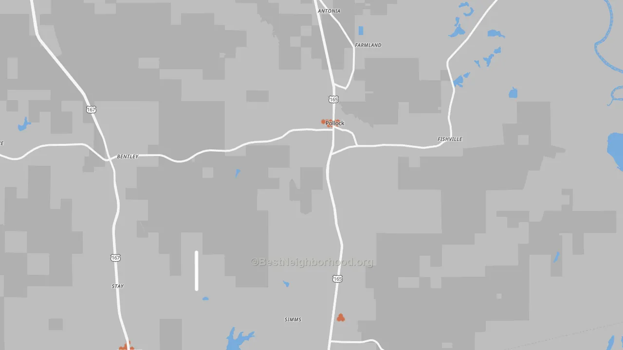 Bike Grade map of Pollock, LA