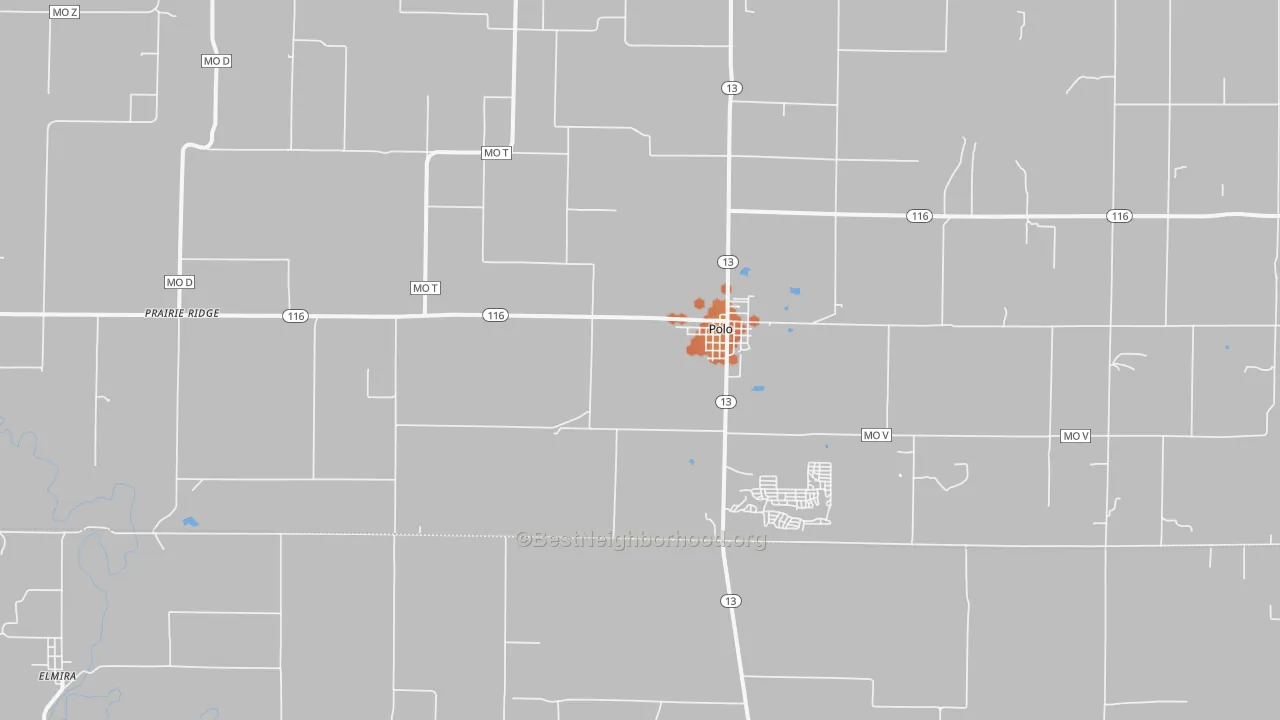 Bike Grade map of Polo, MO