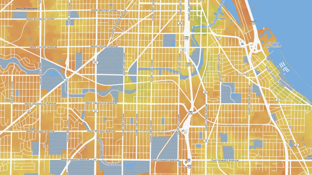 Bike Grade map of Polonia, Milwaukee, WI