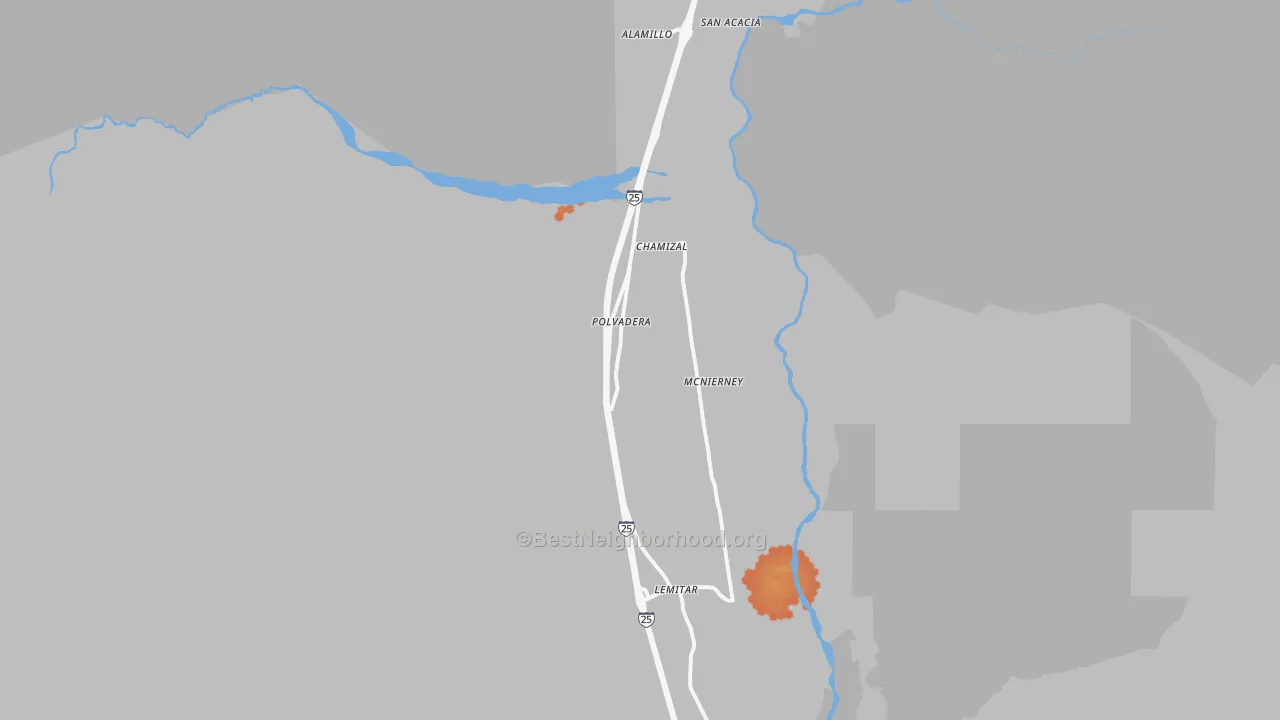 Bike Grade map of Polvadera, NM