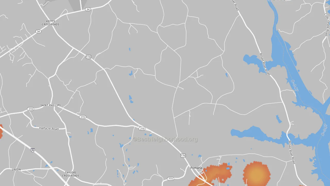 Bike Grade map of Pomaria, SC