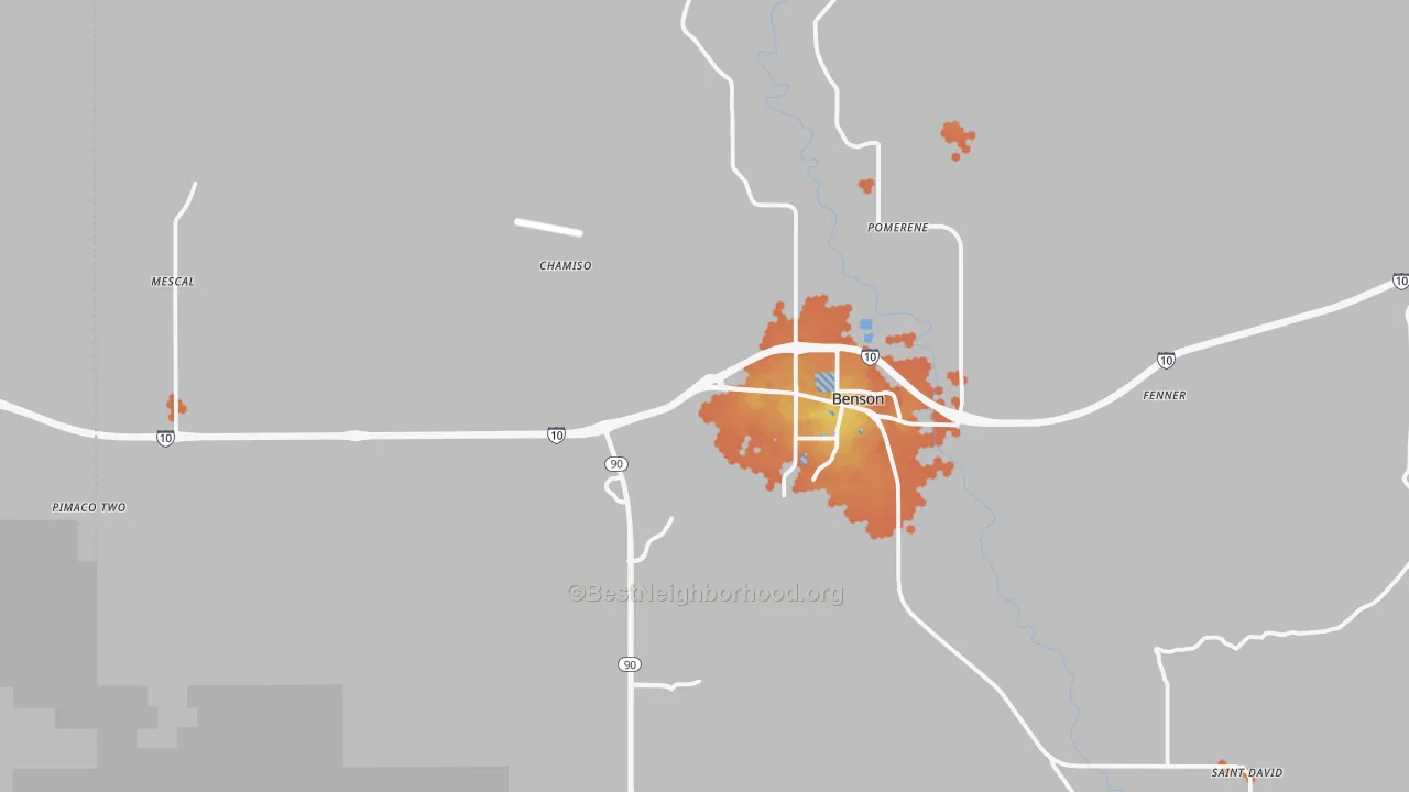 Bike Grade map of Pomerene, AZ