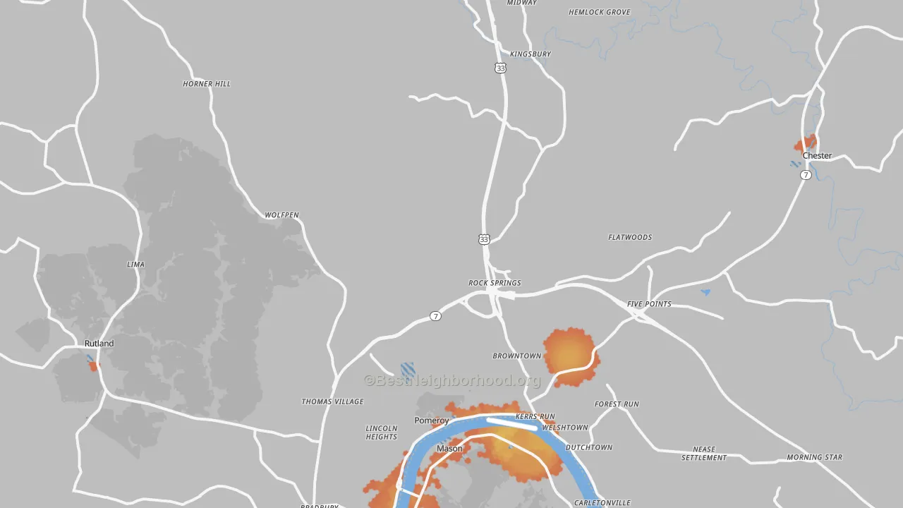 Bike Grade map of Pomeroy, OH