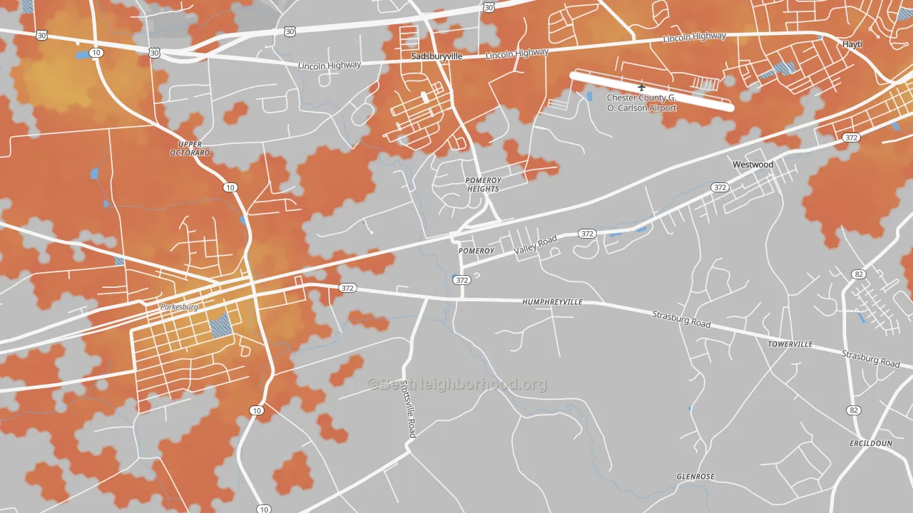 Bike Grade map of Pomeroy, PA