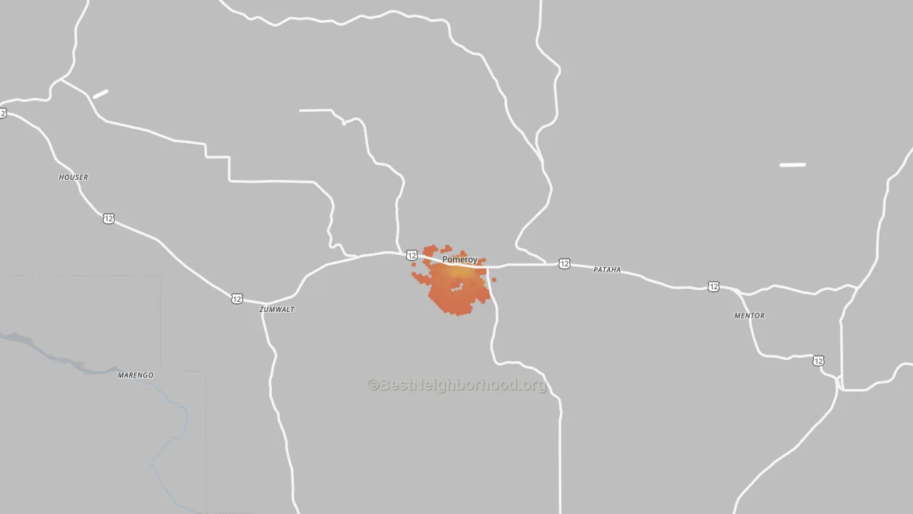 Bike Grade map of Pomeroy, WA