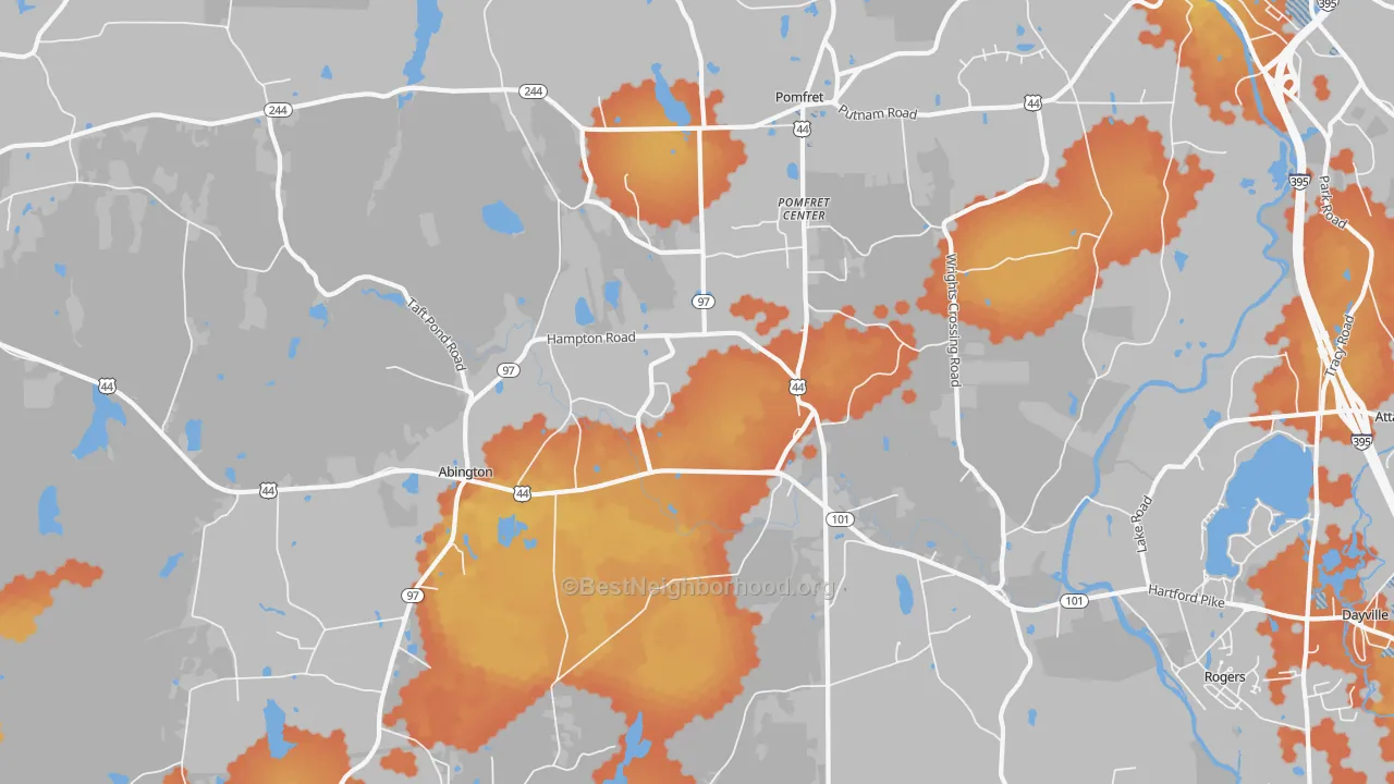 Bike Grade map of Pomfret Center, CT