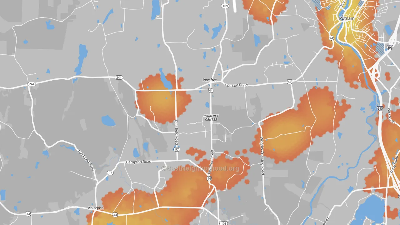 Bike Grade map of Pomfret, CT