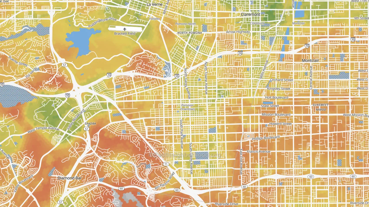 Bike Grade map of Pomona, CA