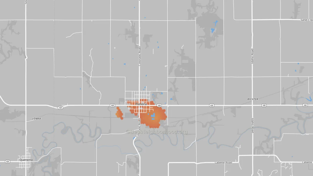Bike Grade map of Pomona, KS
