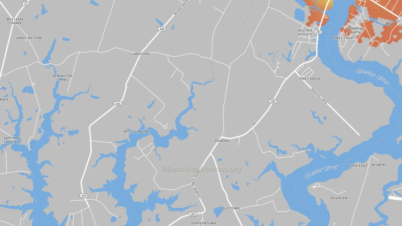 Bike Grade map of Pomona, MD