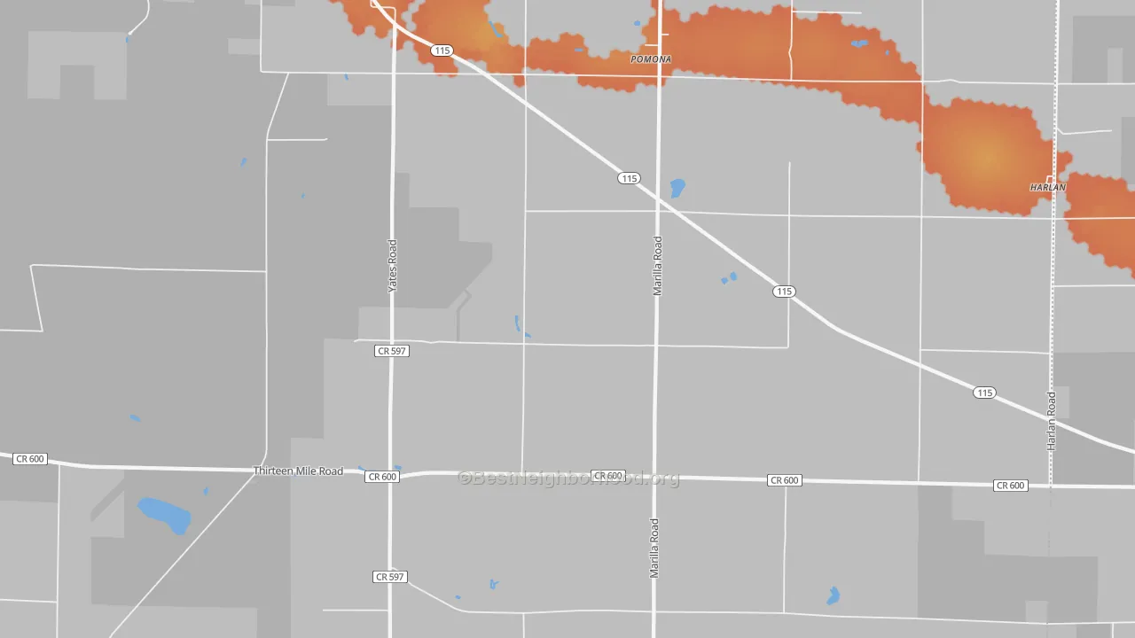 Bike Grade map of Pomona, MI
