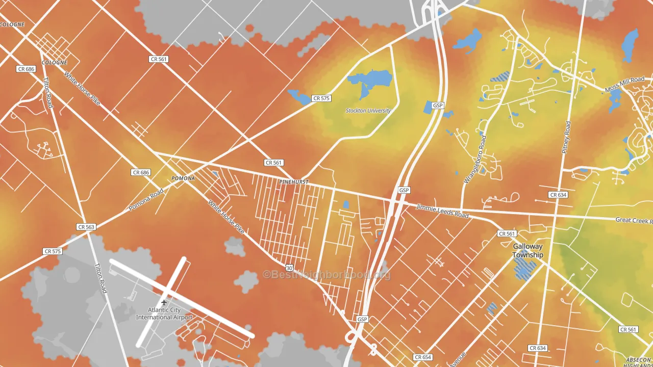 Bike Grade map of Pomona, NJ
