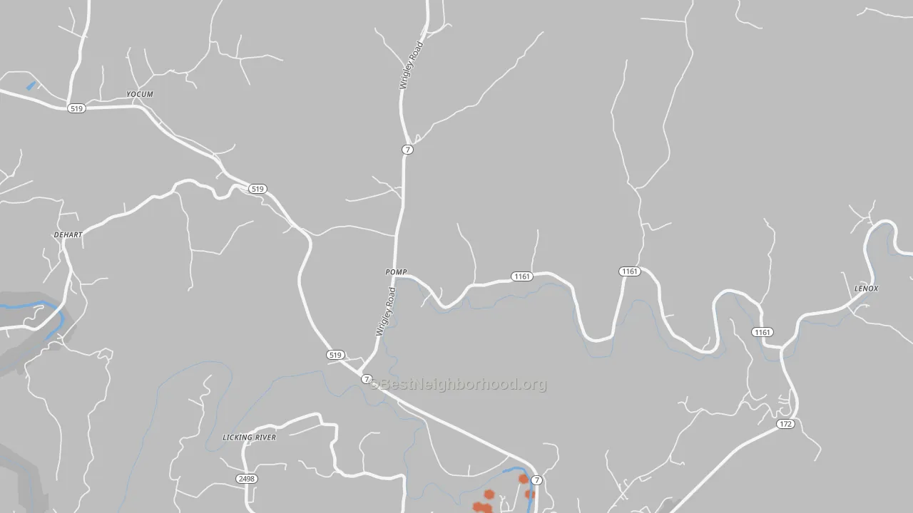 Bike Grade map of Pomp, KY