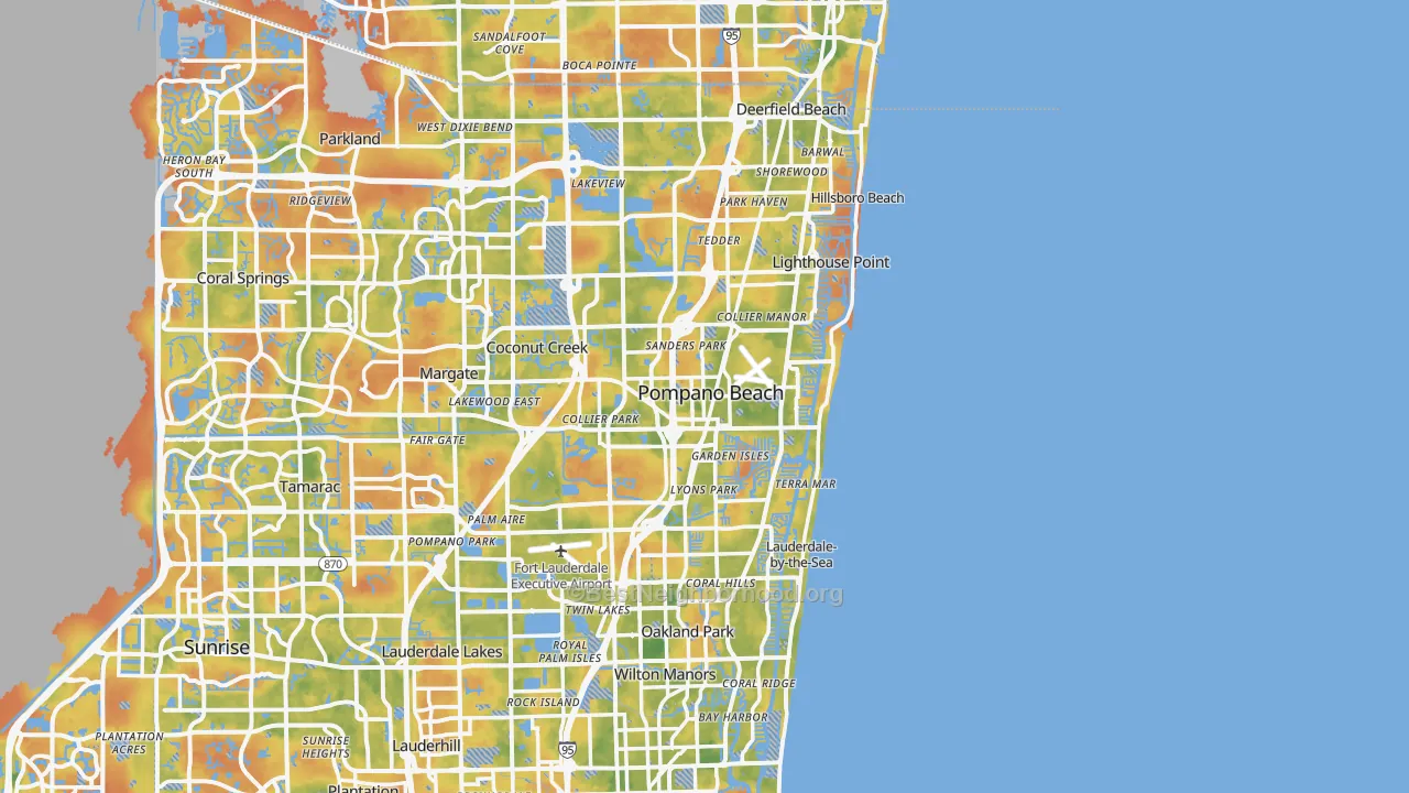 Bike Grade map of Pompano Beach, FL